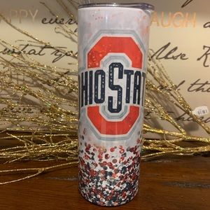Ohio State Confetti Design Tumbler 20 oz, Lid, Straw & Gift Box